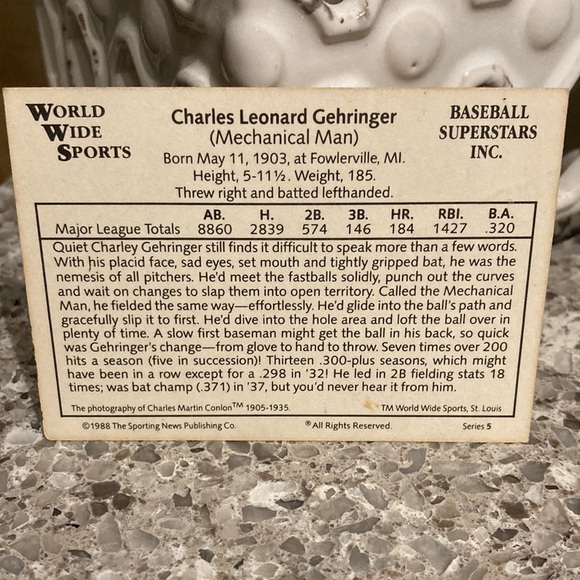 MINT RARE Hard to find Charles Leonard Gehringer MLB baseball cards HALL OF FAME - Picture 5 of 11